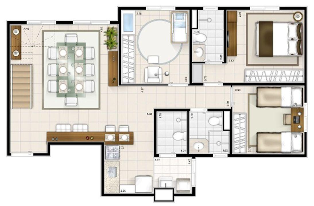Planta duplex inferior 3 quartos 151m² | Sttilo Clube Residence – Nova Parnamirim - Parnamirim - Rio Grande do Norte Planta duplex inferior 3 quartos 151m² | Sttilo Clube Residence – Apartamento na Nova Parnamirim - Parnamirim - Rio Grande do Norte
