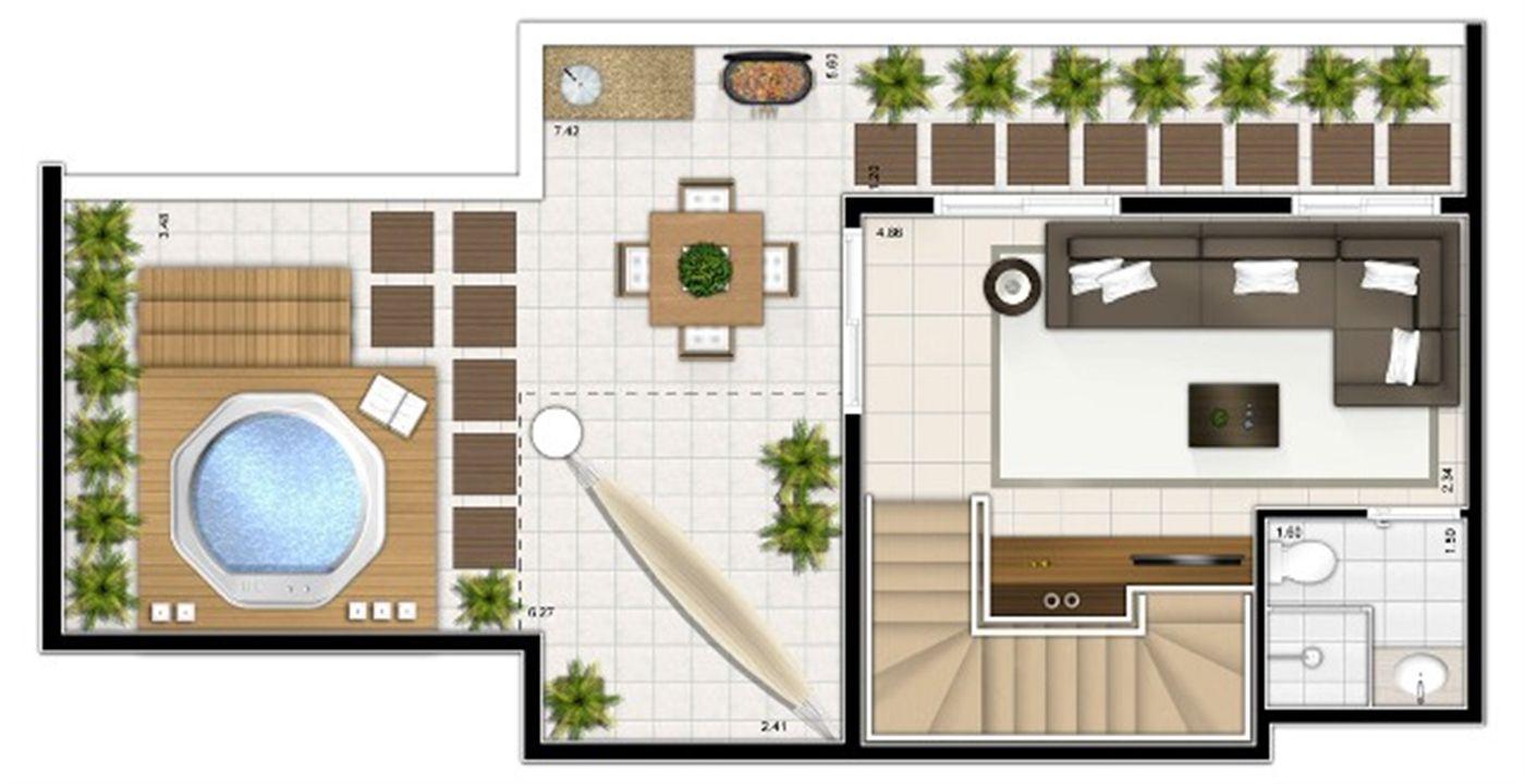 Planta duplex superior 2 quartos 115m² | Sttilo Clube Residence – Nova Parnamirim - Parnamirim - Rio Grande do Norte Planta duplex superior 2 quartos 115m² | Sttilo Clube Residence – Apartamento na Nova Parnamirim - Parnamirim - Rio Grande do Norte