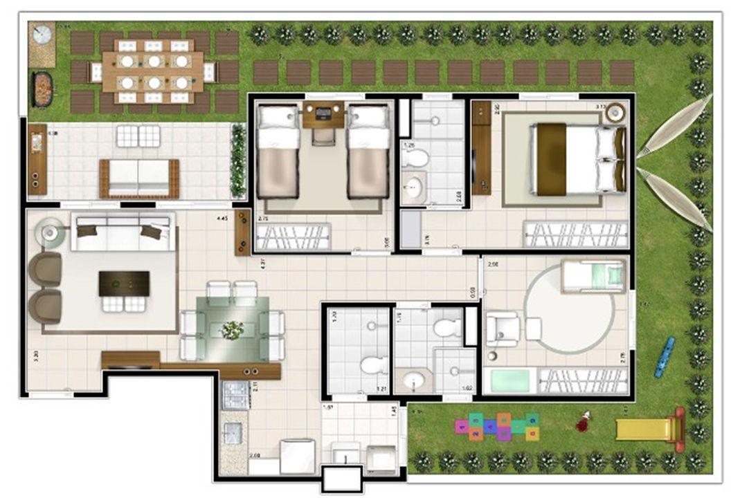 Planta giardino 3 quartos 121m² | Sttilo Clube Residence – Nova Parnamirim - Parnamirim - Rio Grande do Norte Planta giardino 3 quartos 121m² | Sttilo Clube Residence – Apartamento na Nova Parnamirim - Parnamirim - Rio Grande do Norte