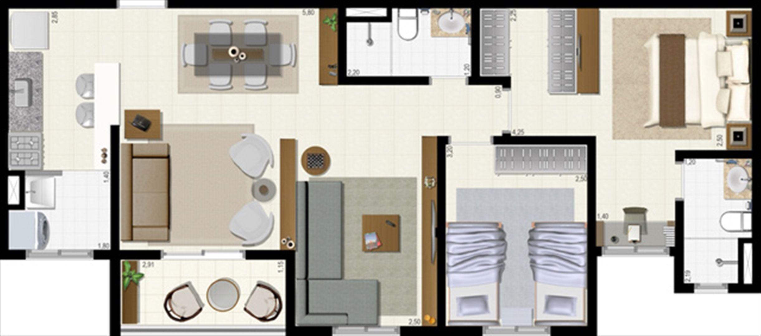 Planta 72 m² - ampliada | L´Acqua Condominium Club – Apartamento em  Neópolis - Natal - Rio Grande do Norte