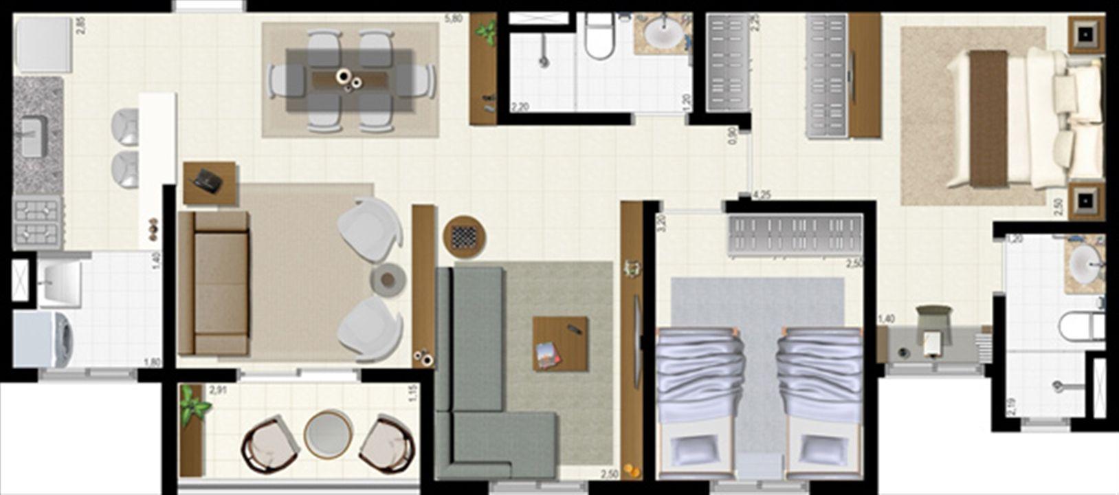 Planta 72 m² - ampliada | L´Acqua Condominium Club – Neópolis - Natal - Rio Grande do Norte Planta 72 m² - ampliada | L´Acqua Condominium Club – Apartamento em Neópolis - Natal - Rio Grande do Norte