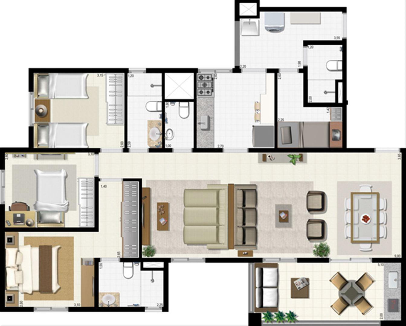 Planta 114 m² - ampliada | L´Acqua Condominium Club – Apartamento em  Neópolis - Natal - Rio Grande do Norte