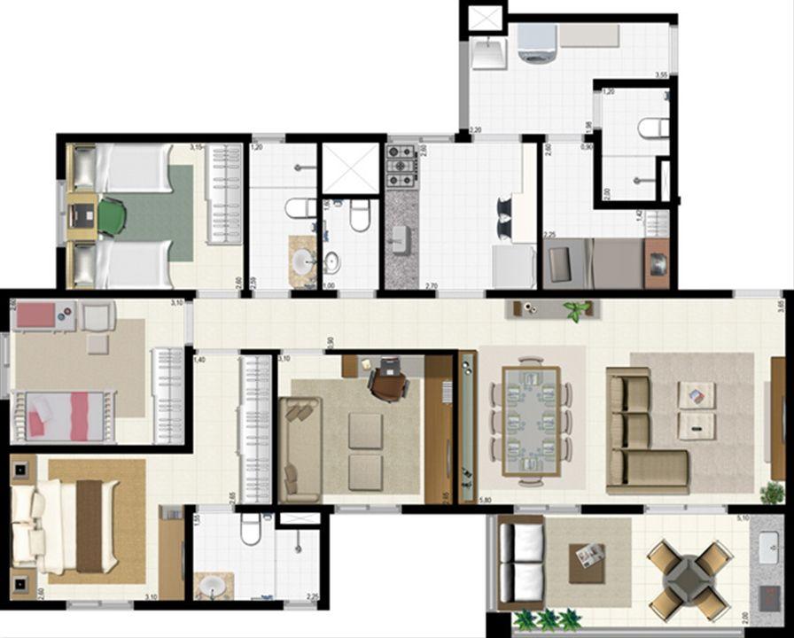 Planta 114 m² | L´Acqua Condominium Club – Neópolis - Natal - Rio Grande do Norte Planta 114 m² | L´Acqua Condominium Club – Apartamento em Neópolis - Natal - Rio Grande do Norte