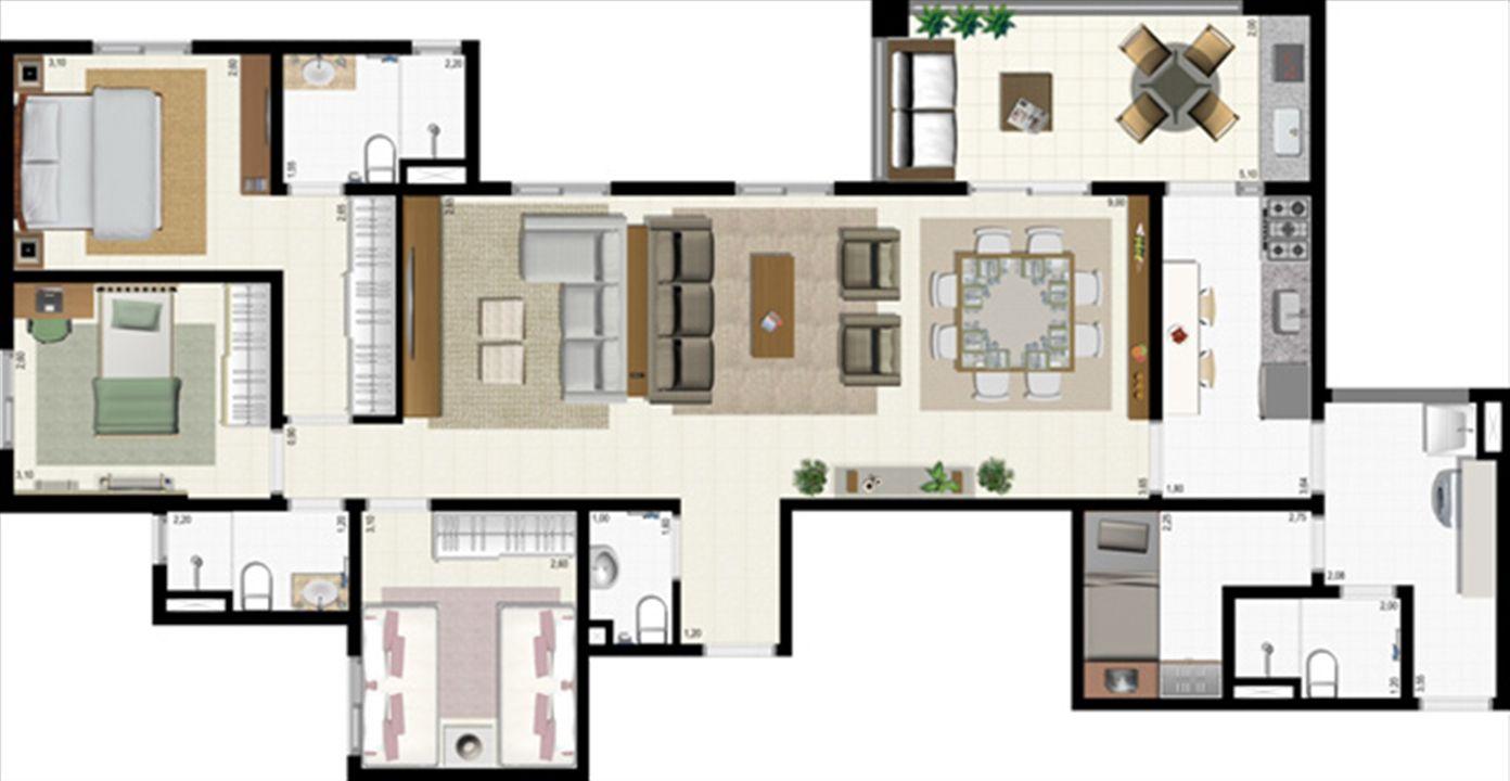 Planta 117 m² - ampliada | L´Acqua Condominium Club – Neópolis - Natal - Rio Grande do Norte Planta 117 m² - ampliada | L´Acqua Condominium Club – Apartamento em Neópolis - Natal - Rio Grande do Norte