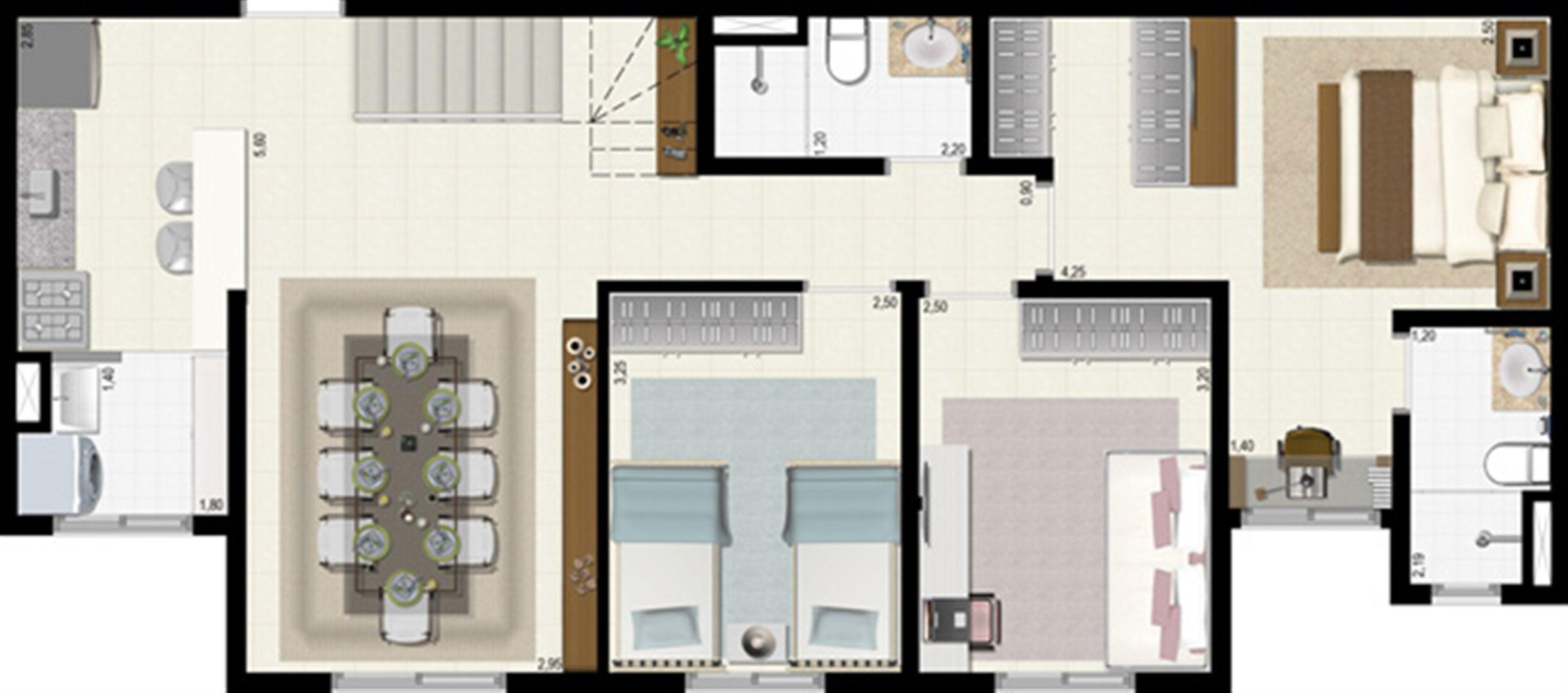 Planta duplex 126 m² - inferior | L´Acqua Condominium Club – Apartamento em  Neópolis - Natal - Rio Grande do Norte