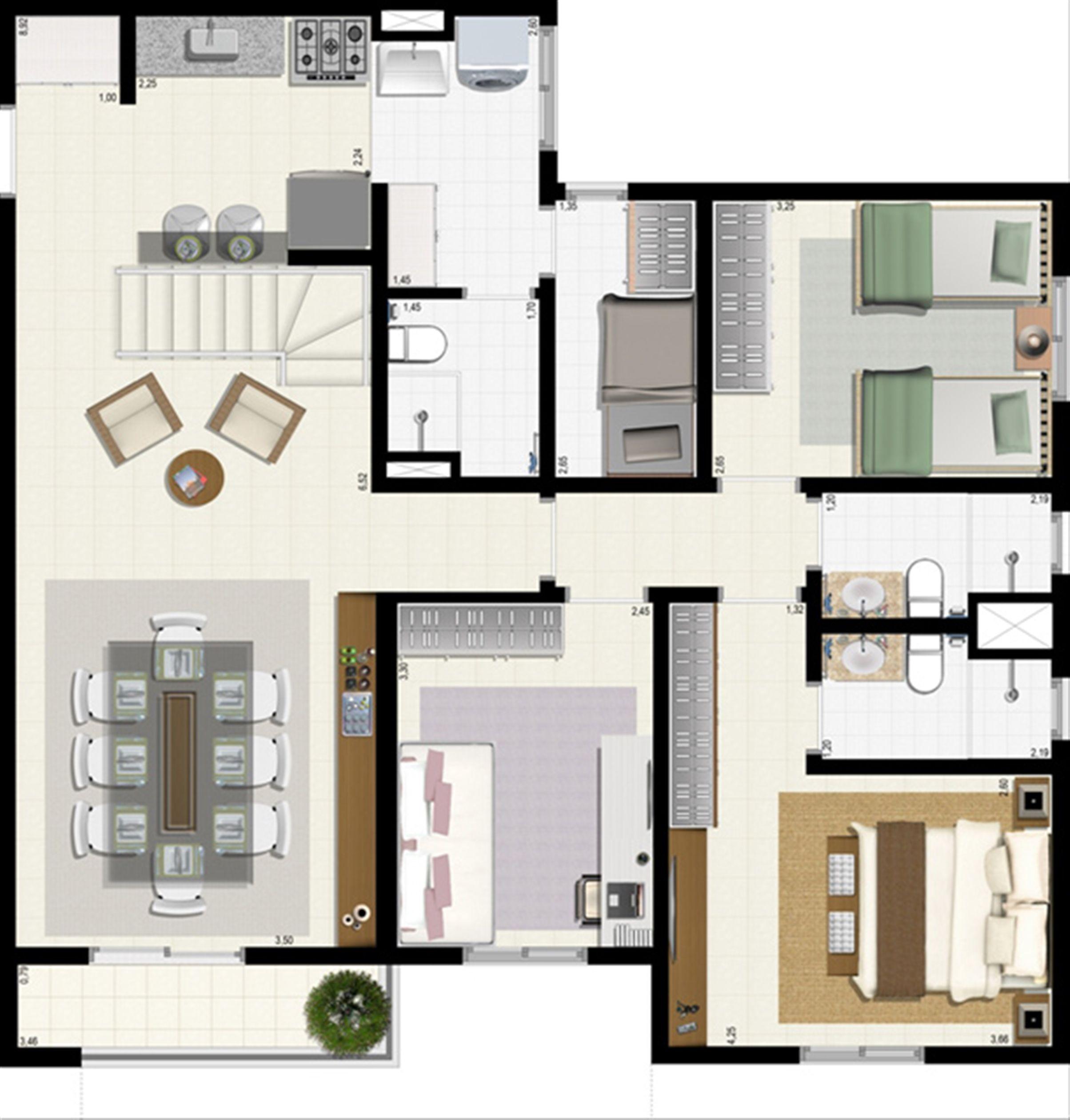 Planta duplex 153 m² - inferior | L´Acqua Condominium Club – Apartamento em  Neópolis - Natal - Rio Grande do Norte