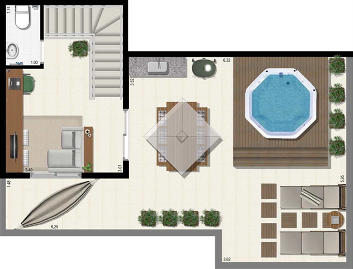 Planta duplex 153 m² - superior | L´Acqua Condominium Club – Apartamento em  Neópolis - Natal - Rio Grande do Norte