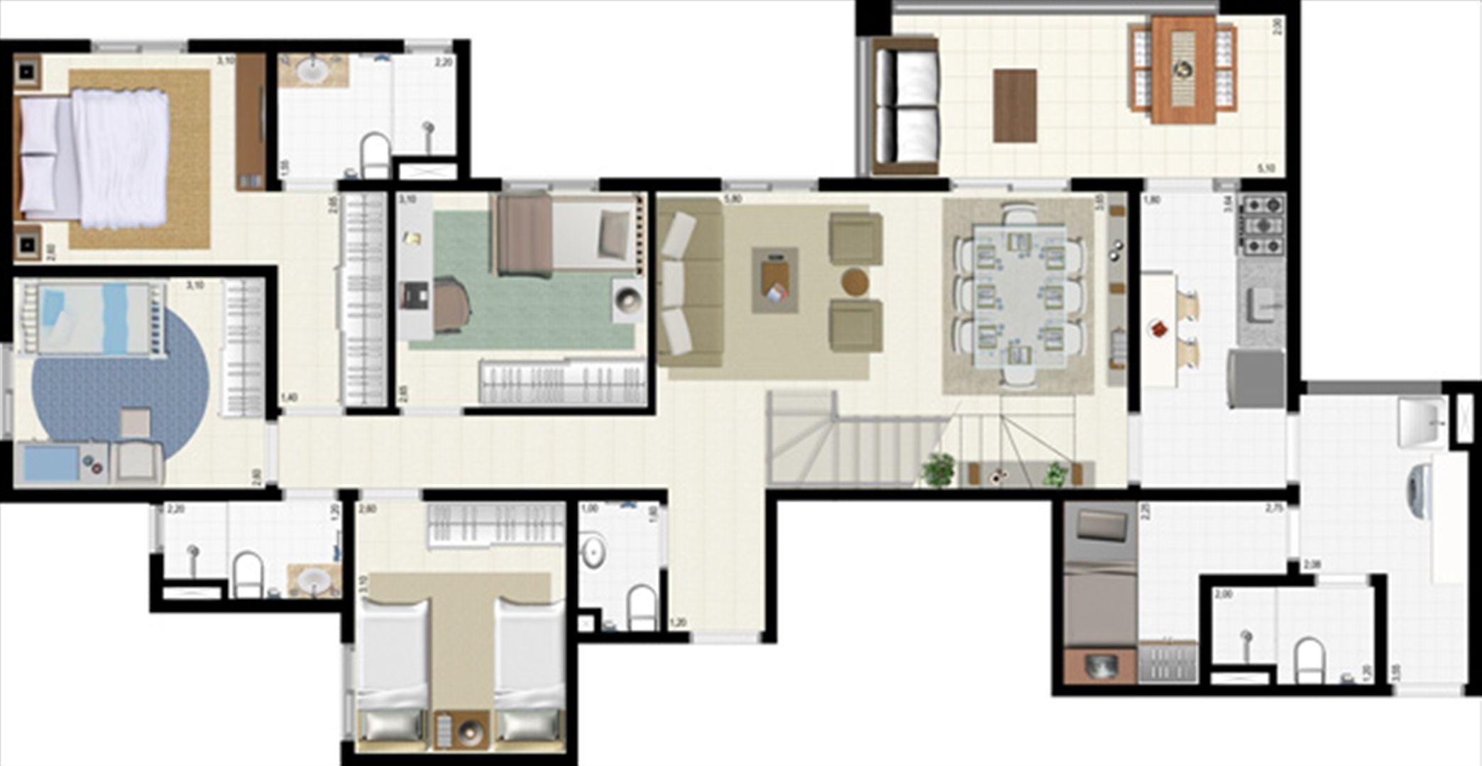 Planta duplex 191 m² - inferior | L´Acqua Condominium Club – Apartamento em  Neópolis - Natal - Rio Grande do Norte