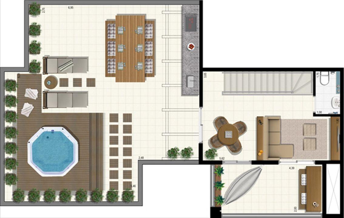 Planta duplex 207 m² - superior | L´Acqua Condominium Club – Neópolis - Natal - Rio Grande do Norte Planta duplex 207 m² - superior | L´Acqua Condominium Club – Apartamento em Neópolis - Natal - Rio Grande do Norte