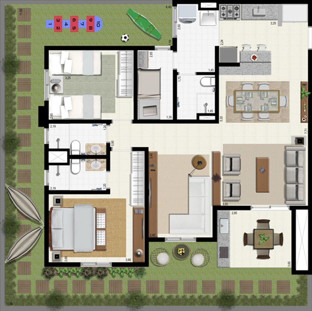 Planta giardino 140 m² - ampliada | L´Acqua Condominium Club – Apartamento em  Neópolis - Natal - Rio Grande do Norte