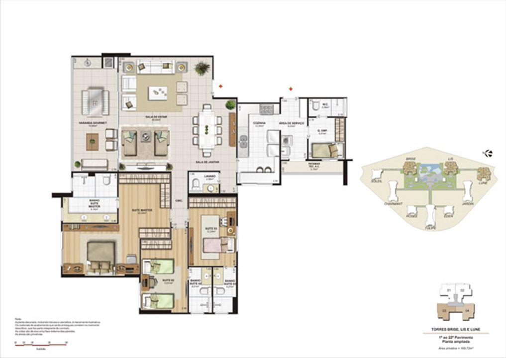 Planta 169,72m² ampliada brise, lis e lune | Le Parc Boa Viagem – Boa Viagem - Recife - Pernambuco Planta 169,72m² ampliada brise, lis e lune | Le Parc Boa Viagem – Apartamento em Boa Viagem - Recife - Pernambuco