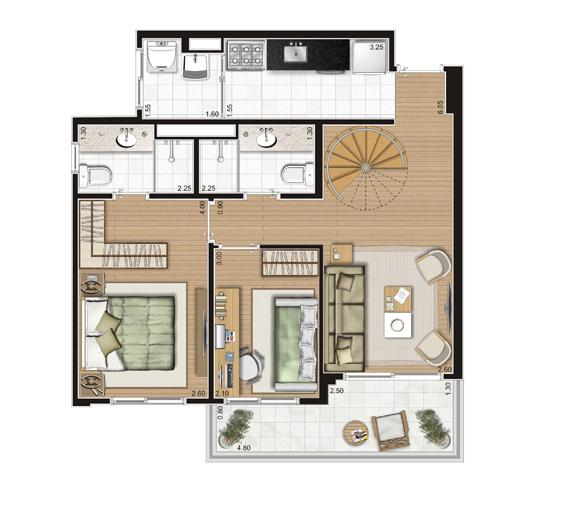 Planta Duplex Inferior - 116,5m² Privativos | Andalus by Cyrela – Apartamento no  Morumbi - São Paulo - São Paulo