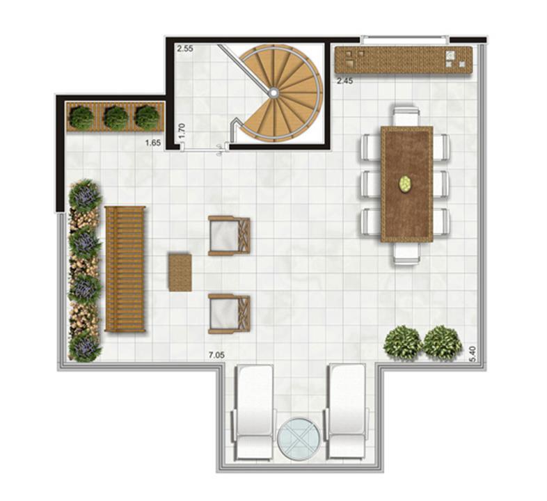 Planta Duplex Superior - 90,5m² Privativos | Andalus by Cyrela – Morumbi - São Paulo - São Paulo Planta Duplex Superior - 90,5m² Privativos | Andalus by Cyrela – Apartamento no Morumbi - São Paulo - São Paulo