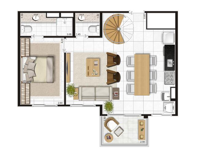Planta Piso Inferior Duplex - 122m² Privativos | Andalus by Cyrela – Apartamento no  Morumbi - São Paulo - São Paulo