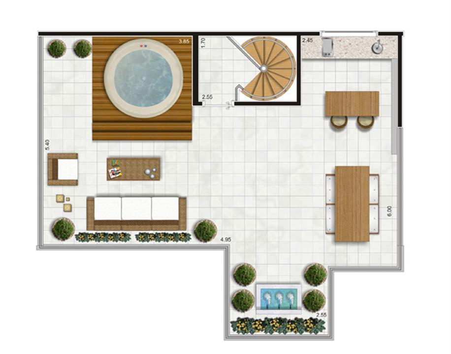 Planta Piso Superior Duplex - 122m² Privativos | Andalus by Cyrela – Morumbi - São Paulo - São Paulo Planta Piso Superior Duplex - 122m² Privativos | Andalus by Cyrela – Apartamento no Morumbi - São Paulo - São Paulo