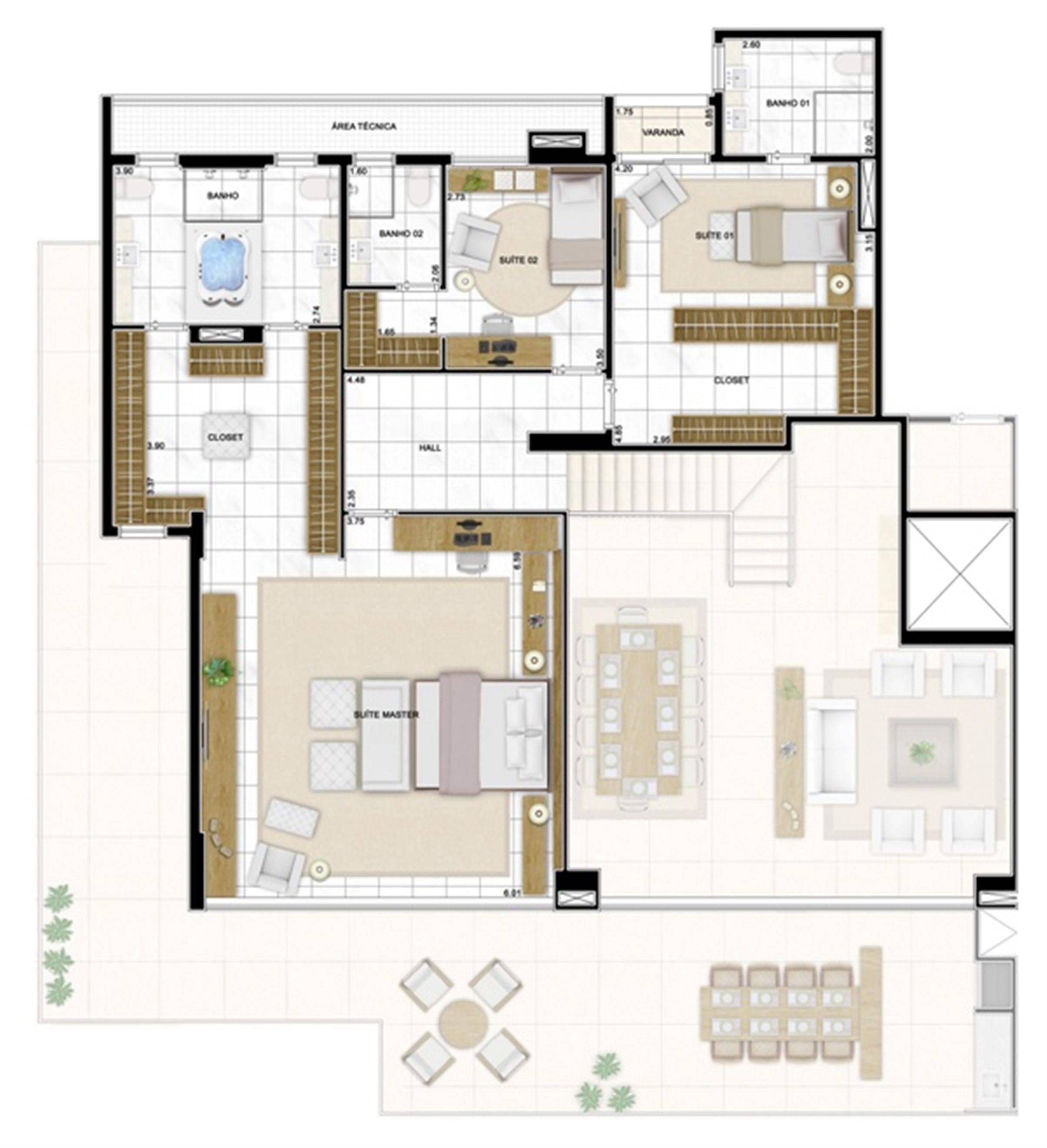 Planta Duplex Superior 406m² | Infinity Areia Preta – Apartamento na  Areia Preta - Natal - Rio Grande do Norte