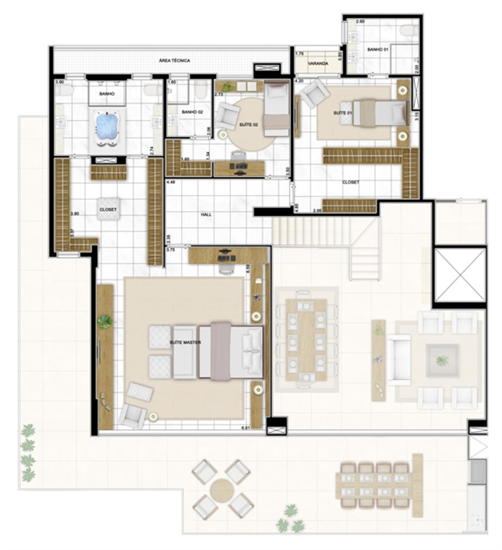 Planta Duplex Superior 406m² | Infinity Areia Preta – Areia Preta - Natal - Rio Grande do Norte Planta Duplex Superior 406m² | Infinity Areia Preta – Apartamento na Areia Preta - Natal - Rio Grande do Norte
