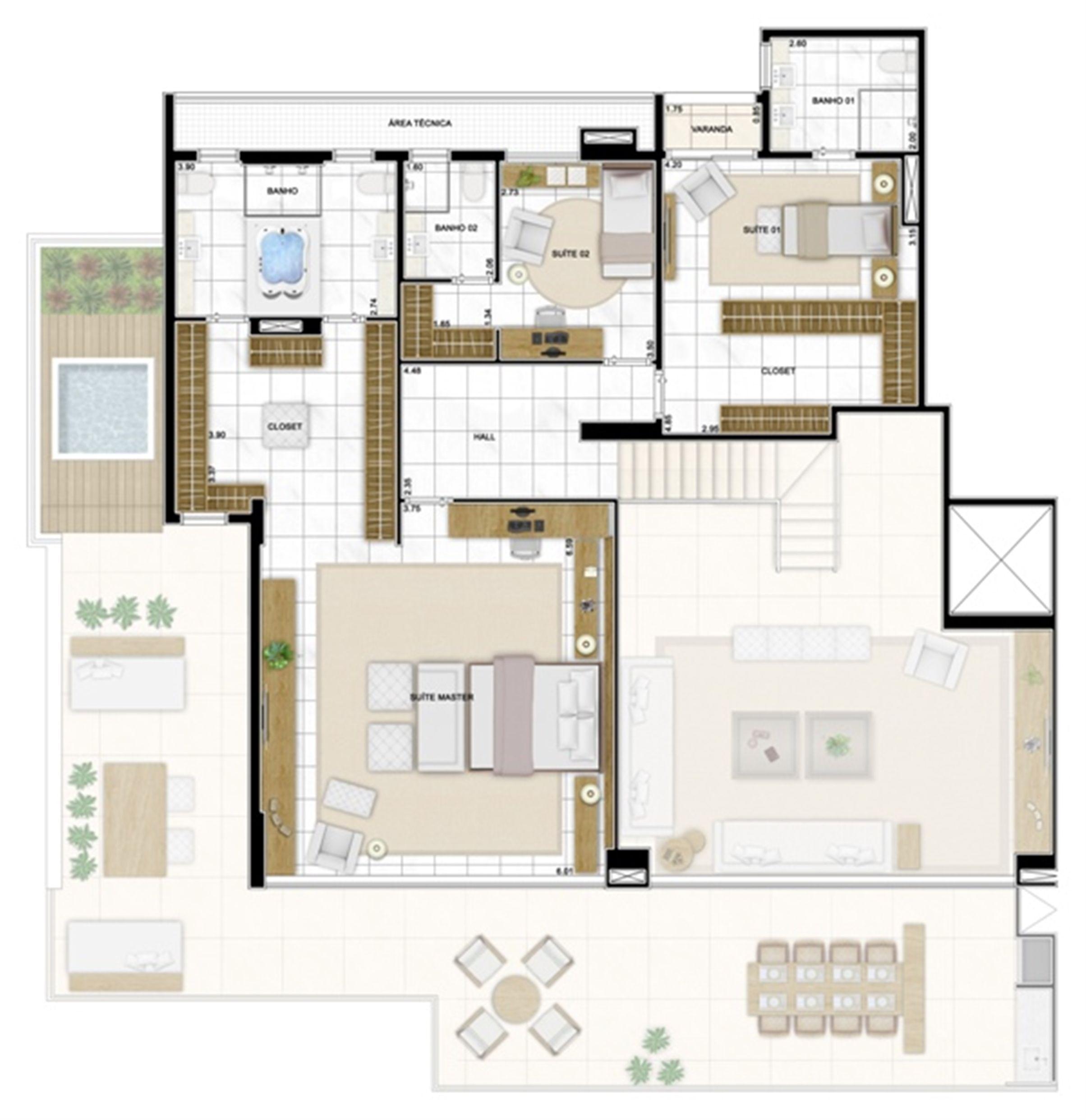 Planta Duplex Superior 422m² | Infinity Areia Preta – Apartamento na  Areia Preta - Natal - Rio Grande do Norte