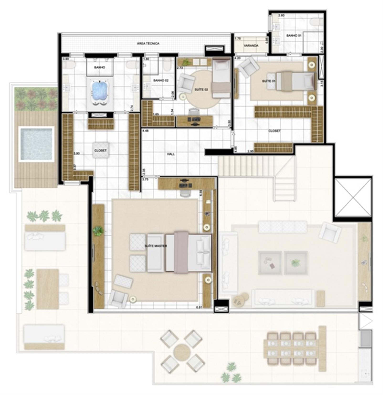 Planta Duplex Superior 422m² | Infinity Areia Preta – Areia Preta - Natal - Rio Grande do Norte Planta Duplex Superior 422m² | Infinity Areia Preta – Apartamento na Areia Preta - Natal - Rio Grande do Norte