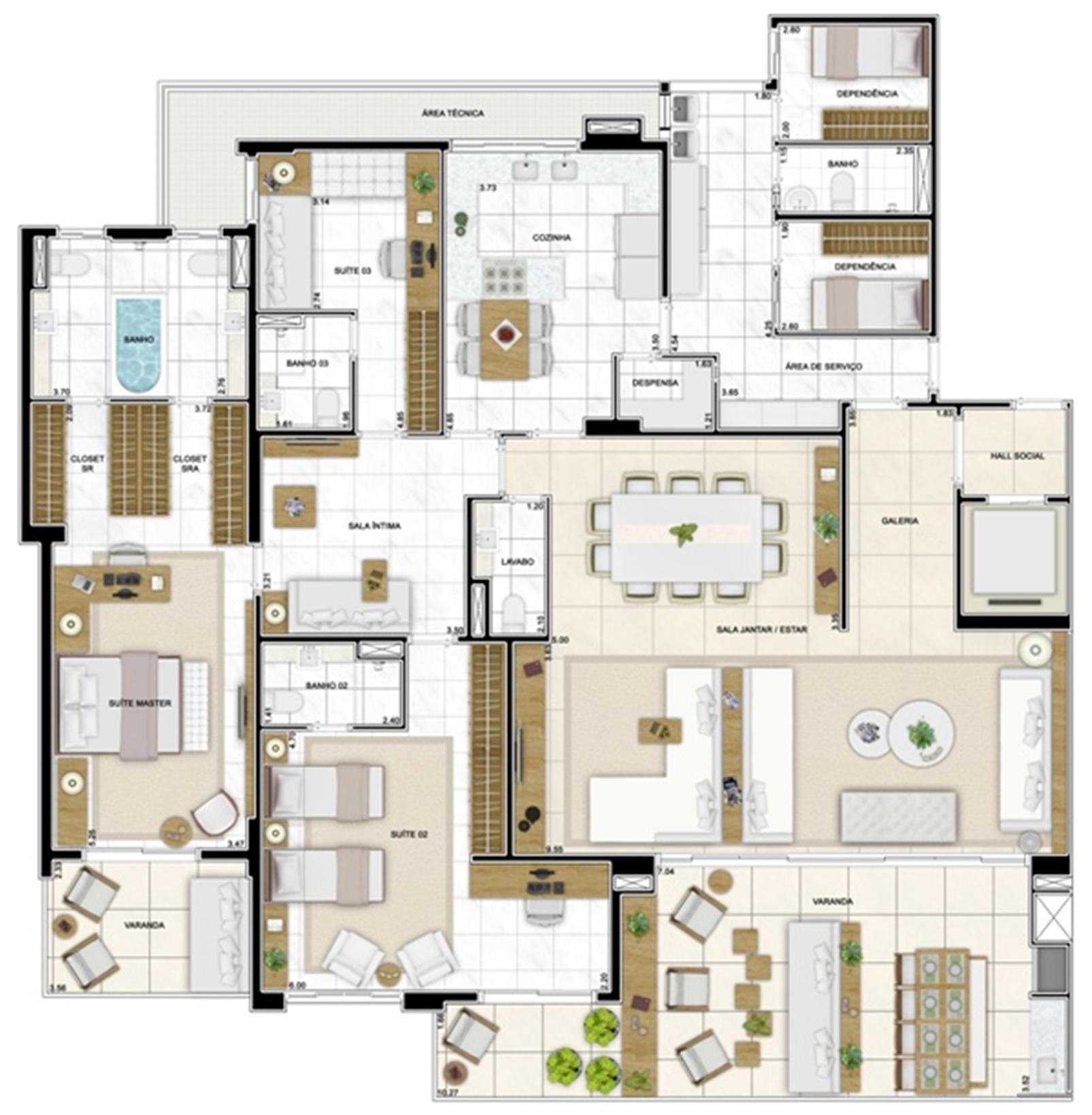 Planta Opção 282 m² Ampliada (3 Suítes) | Infinity Areia Preta – Areia Preta - Natal - Rio Grande do Norte Planta Opção 282 m² Ampliada (3 Suítes) | Infinity Areia Preta – Apartamento na Areia Preta - Natal - Rio Grande do Norte