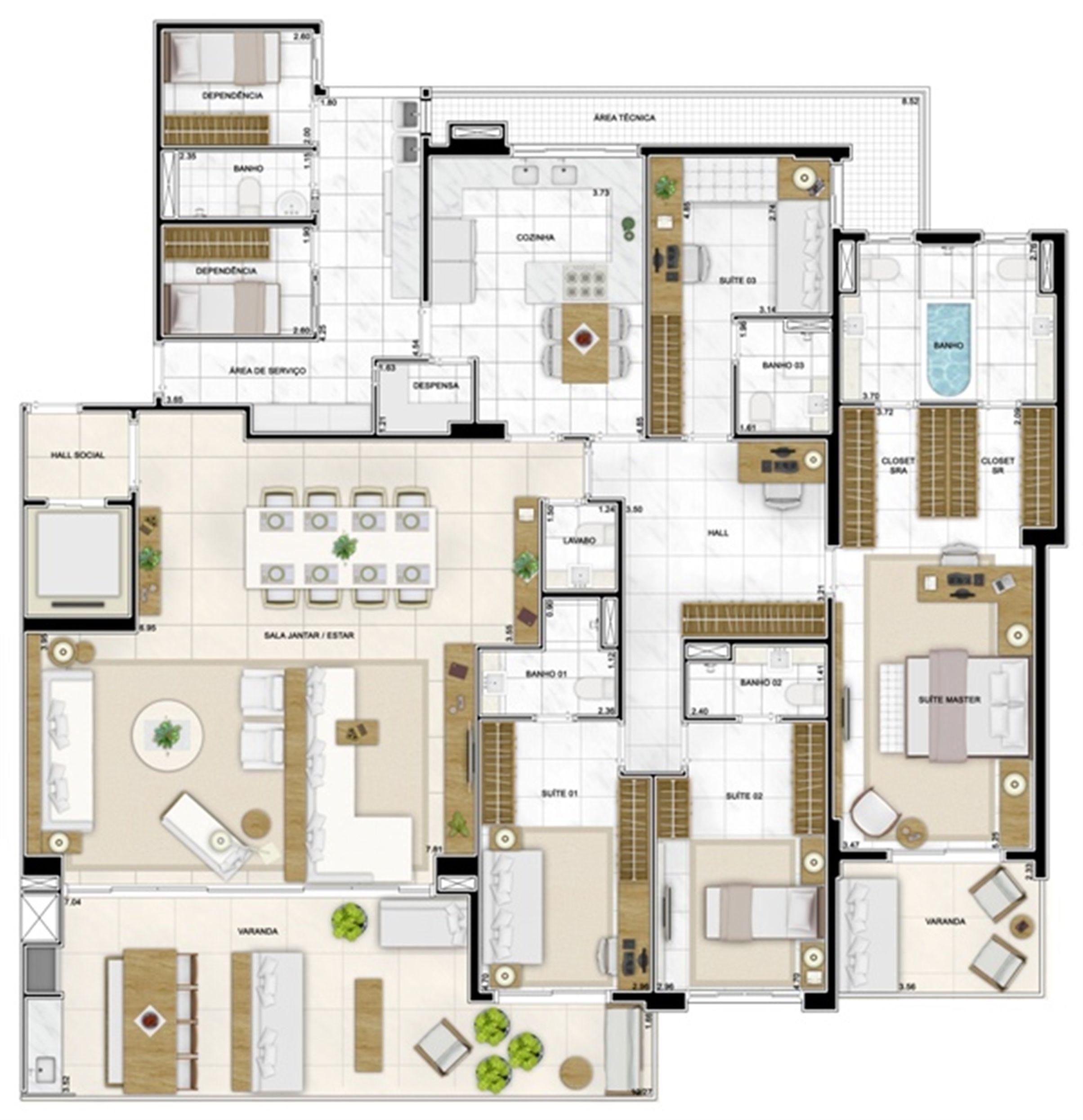 Planta Tipo 282 m² | Infinity Areia Preta – Apartamento na  Areia Preta - Natal - Rio Grande do Norte