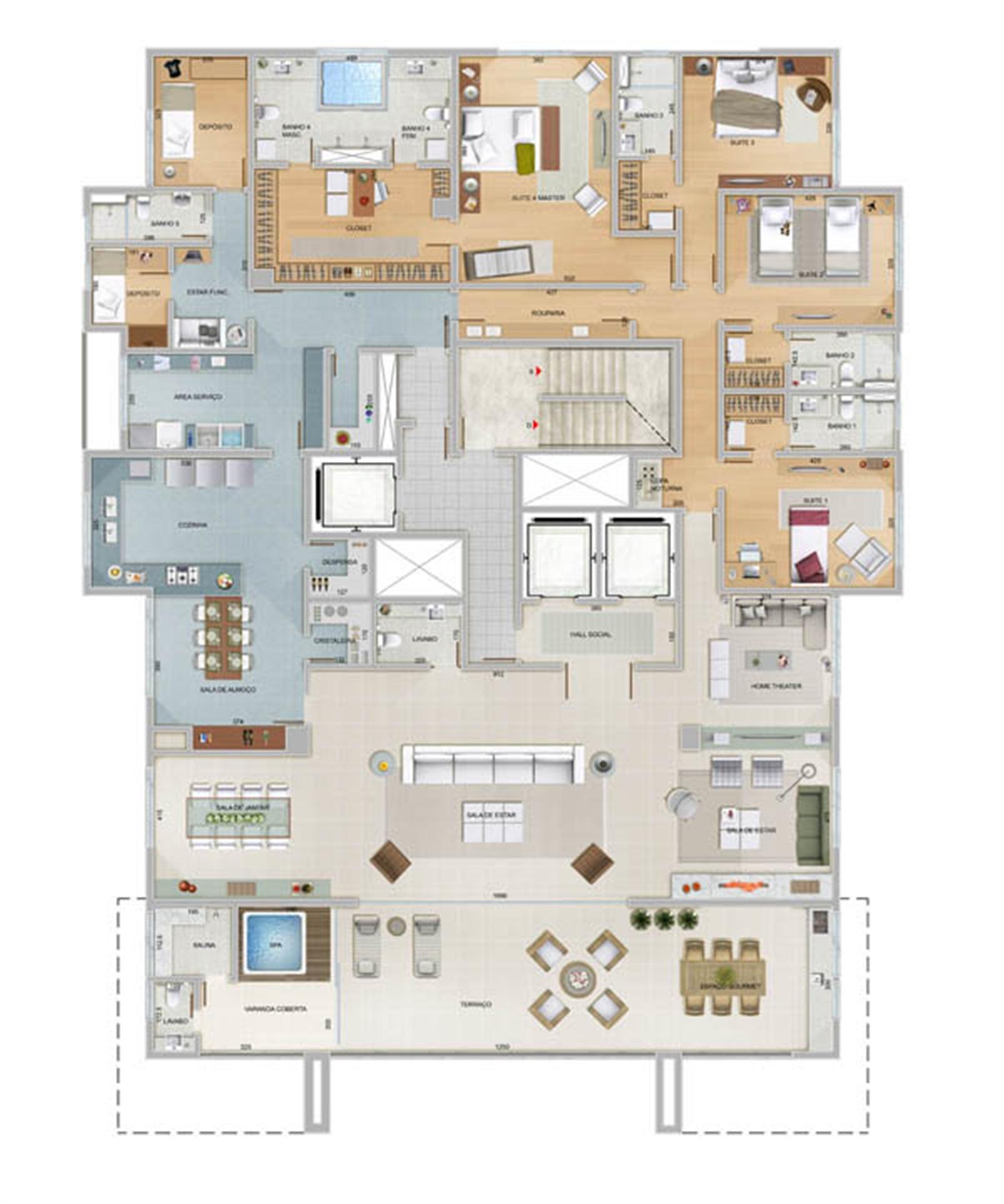 Planta Tipo 1 | Olympus Ares – Apartamento	na  Vila da Serra - Nova Lima - Minas Gerais