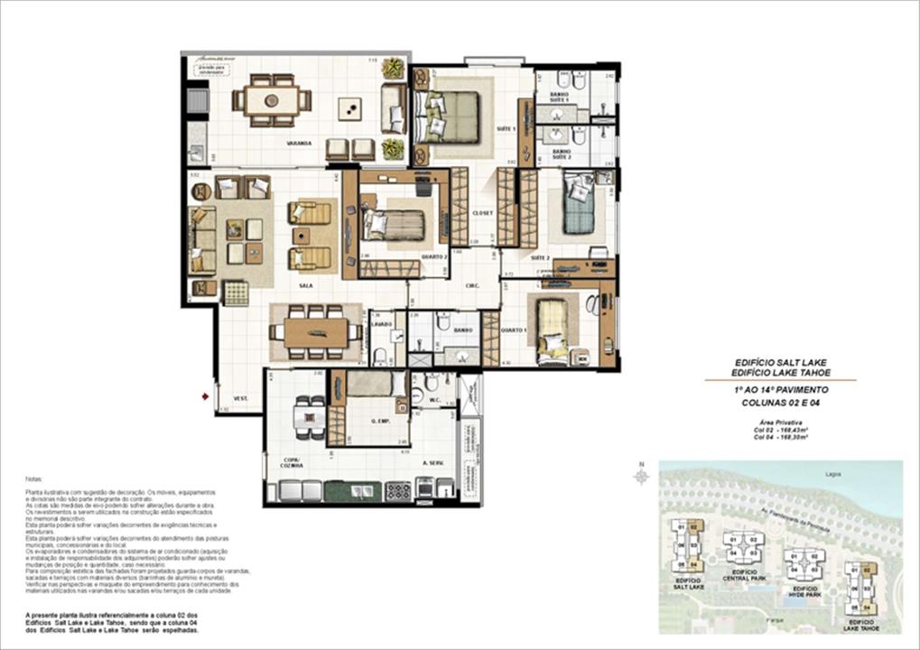 Ed. Salt Lake e Ed. Lake Tahoe - Planta Tipo 168 m² | 360º On The Park – Barra da Tijuca - Rio de Janeiro - Rio de Janeiro Ed. Salt Lake e Ed. Lake Tahoe - Planta Tipo 168 m² | 360º On The Park – Apartamento na Barra da Tijuca - Rio de Janeiro - Rio de Janeiro