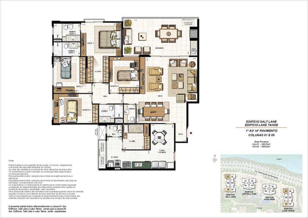 Ed. Salt Lake e Ed. Lake Tahoe - Planta Tipo 169 m² | 360º On The Park – Barra da Tijuca - Rio de Janeiro - Rio de Janeiro Ed. Salt Lake e Ed. Lake Tahoe - Planta Tipo 169 m² | 360º On The Park – Apartamento na Barra da Tijuca - Rio de Janeiro - Rio de Janeiro