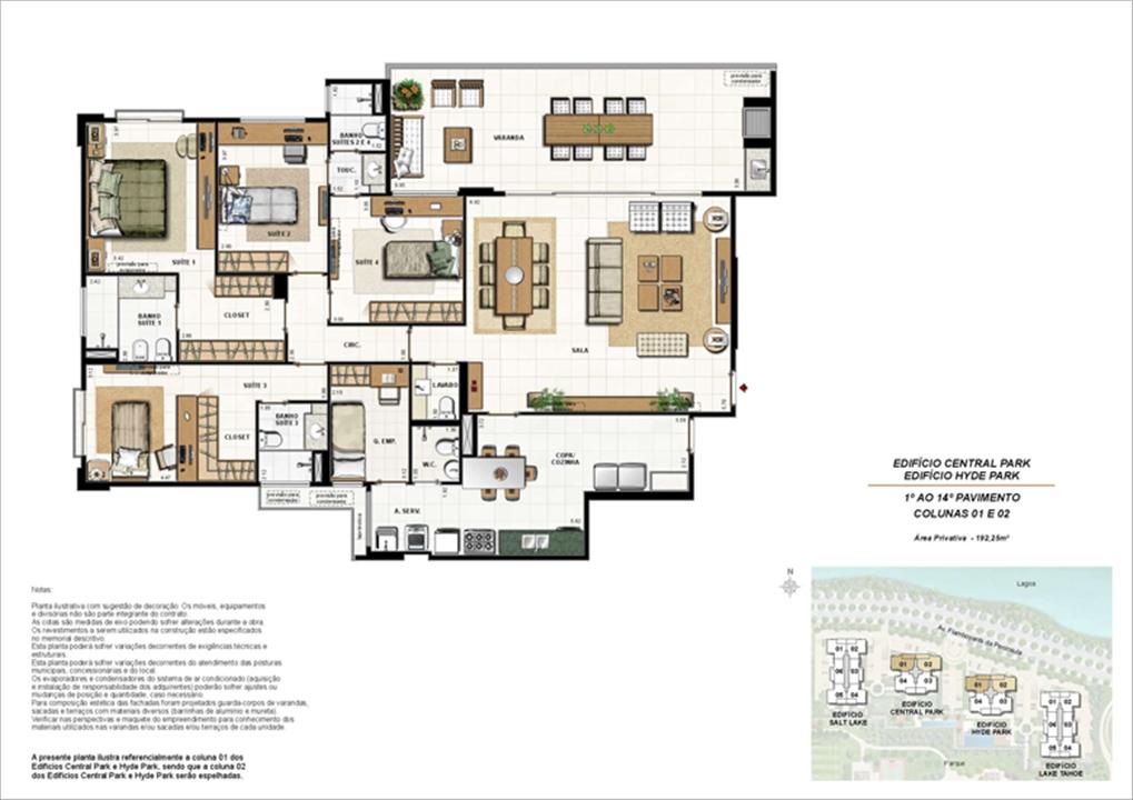 Ed. Central Park e Ed. Hyde Park - Planta Tipo 192 m² | 360º On The Park – Barra da Tijuca - Rio de Janeiro - Rio de Janeiro Ed. Central Park e Ed. Hyde Park - Planta Tipo 192 m² | 360º On The Park – Apartamento na Barra da Tijuca - Rio de Janeiro - Rio de Janeiro