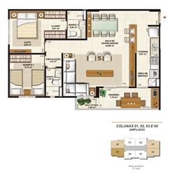 Planta opção sala ampliada 77 m² | Jardim de Provence – Apartamento em  Altos do Calhau - São Luís - Maranhão