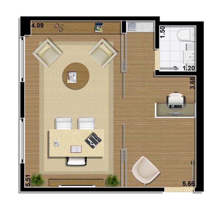 Planta Sala comercial 34 m² | Mirai – Umarizal - Belém - Pará Planta Sala comercial 34 m² | Mirai – Salas Comerciais em Umarizal - Belém - Pará