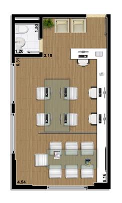 Planta Sala comercial 41 m² | Mirai – Salas Comerciais em  Umarizal  - Belém - Pará
