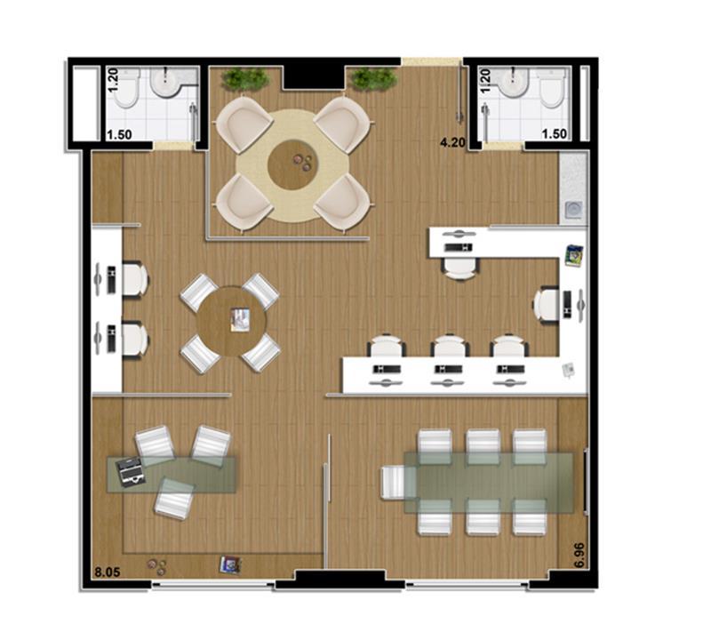Sugestão de planta sala comercial 70 m² junção de 2 salas | Mirai – Umarizal - Belém - Pará Sugestão de planta sala comercial 70 m² junção de 2 salas | Mirai – Salas Comerciais em Umarizal - Belém - Pará