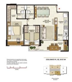 Planta tipo 2 quartos (1 suíte e varangda gourmet) 65 m² | Jardim de Toscana – Apartamento em  Altos do Calhau - São Luís - Maranhão