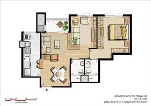 62 m² privativos – Opção 1 Suíte e Living Estendido | Gran Vita Clube Residencial – Apartamento  Próximo ao Iguatemi - Porto Alegre - Rio Grande do Sul