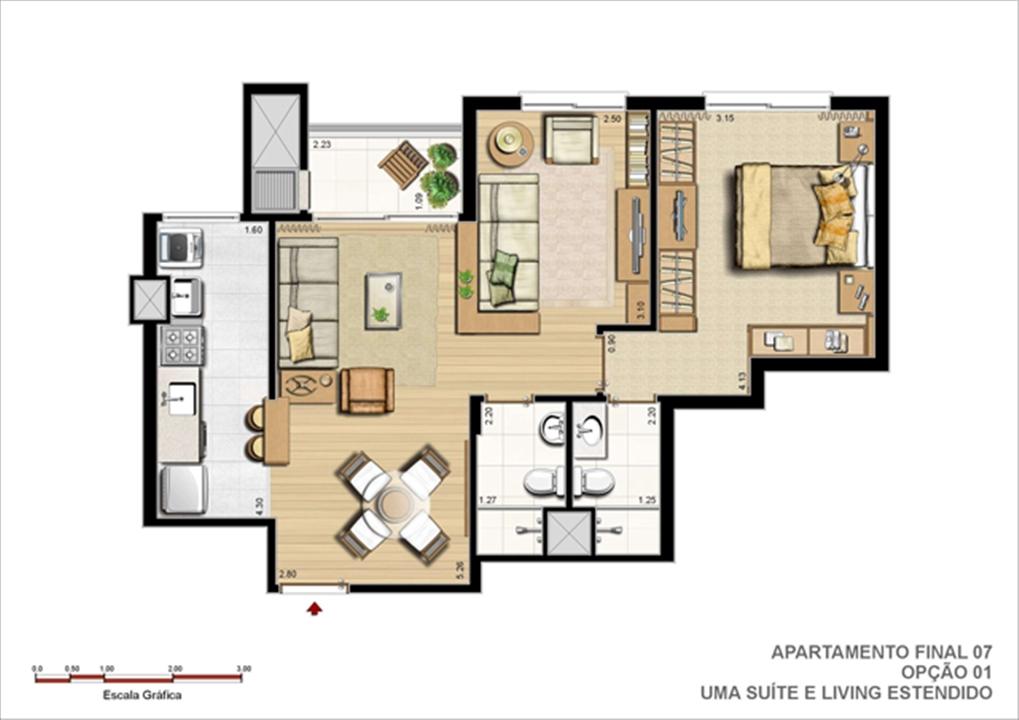62 m² privativos – Opção 1 Suíte e Living Estendido | Gran Vita Clube Residencial – Próximo ao Iguatemi - Porto Alegre - Rio Grande do Sul 62 m² privativos – Opção 1 Suíte e Living Estendido | Gran Vita Clube Residencial – Apartamento Próximo ao Iguatemi - Porto Alegre - Rio Grande do Sul