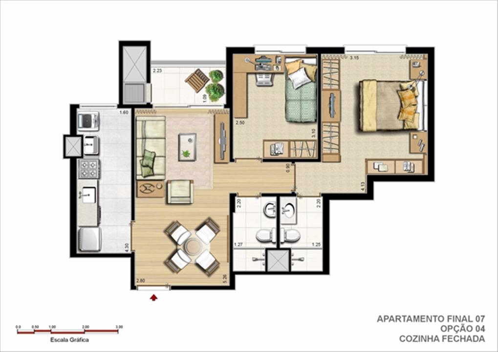 62 m² privativos – Opção Cozinha Fechada | Gran Vita Clube Residencial – Próximo ao Iguatemi - Porto Alegre - Rio Grande do Sul 62 m² privativos – Opção Cozinha Fechada | Gran Vita Clube Residencial – Apartamento Próximo ao Iguatemi - Porto Alegre - Rio Grande do Sul