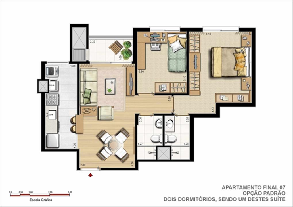 62 m² privativos – Planta Padrão – 2 Dormitórios sendo 1 Suíte | Gran Vita Clube Residencial – Próximo ao Iguatemi - Porto Alegre - Rio Grande do Sul 62 m² privativos – Planta Padrão – 2 Dormitórios sendo 1 Suíte | Gran Vita Clube Residencial – Apartamento Próximo ao Iguatemi - Porto Alegre - Rio Grande do Sul