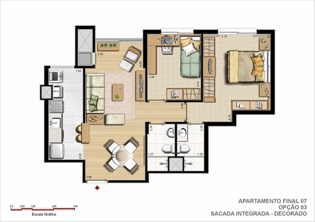 62 m² privativos – Sugestão de Decoração – Opção Sacada Integrada | Gran Vita Clube Residencial – Próximo ao Iguatemi - Porto Alegre - Rio Grande do Sul 62 m² privativos – Sugestão de Decoração – Opção Sacada Integrada | Gran Vita Clube Residencial – Apartamento Próximo ao Iguatemi - Porto Alegre - Rio Grande do Sul