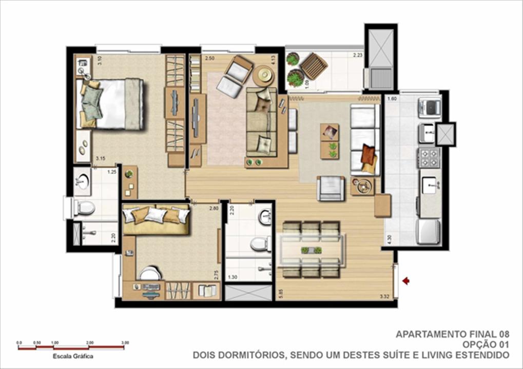 74 m² privativos – Opção 2 Dormitórios sendo 1 Suíte e Living Estendido | Gran Vita Clube Residencial – Próximo ao Iguatemi - Porto Alegre - Rio Grande do Sul 74 m² privativos – Opção 2 Dormitórios sendo 1 Suíte e Living Estendido | Gran Vita Clube Residencial – Apartamento Próximo ao Iguatemi - Porto Alegre - Rio Grande do Sul