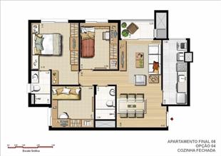 74 m² privativos – Opção Cozinha Fechada | Gran Vita Clube Residencial – Apartamento  Próximo ao Iguatemi - Porto Alegre - Rio Grande do Sul