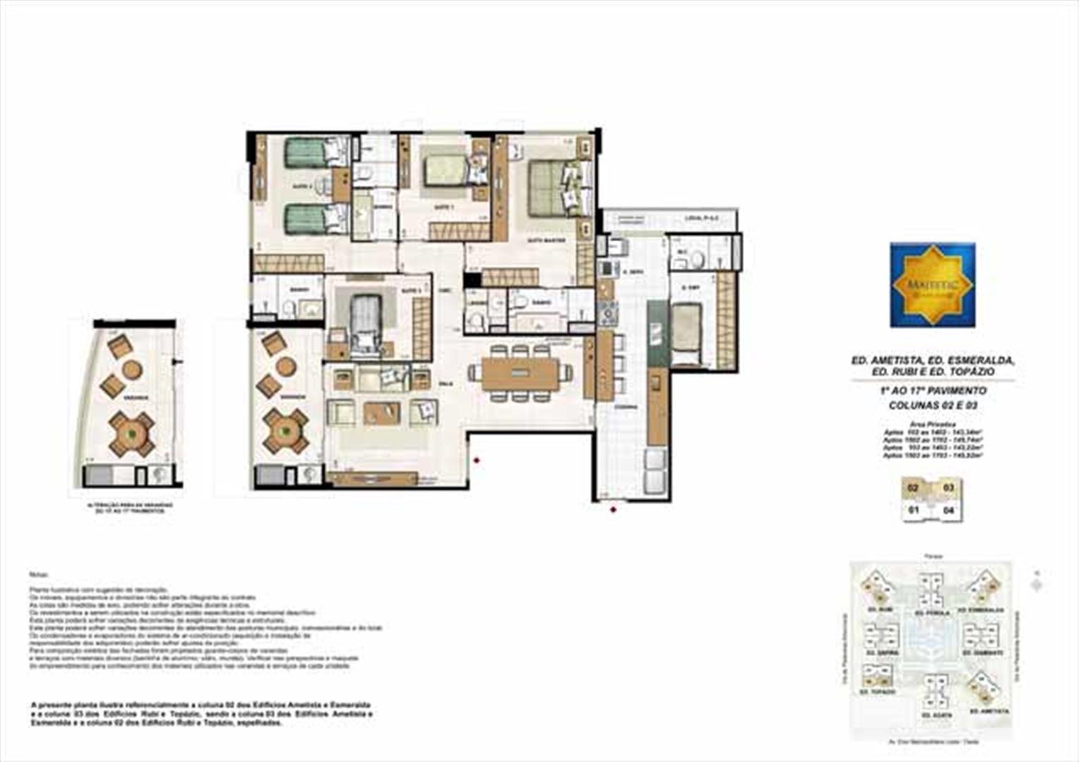 Planta referente às colunas 02 e 03 dos blocos 02,04,06 e 08 | Majestic – Apartamento no  Cidade Jardim - Rio de Janeiro - Rio de Janeiro