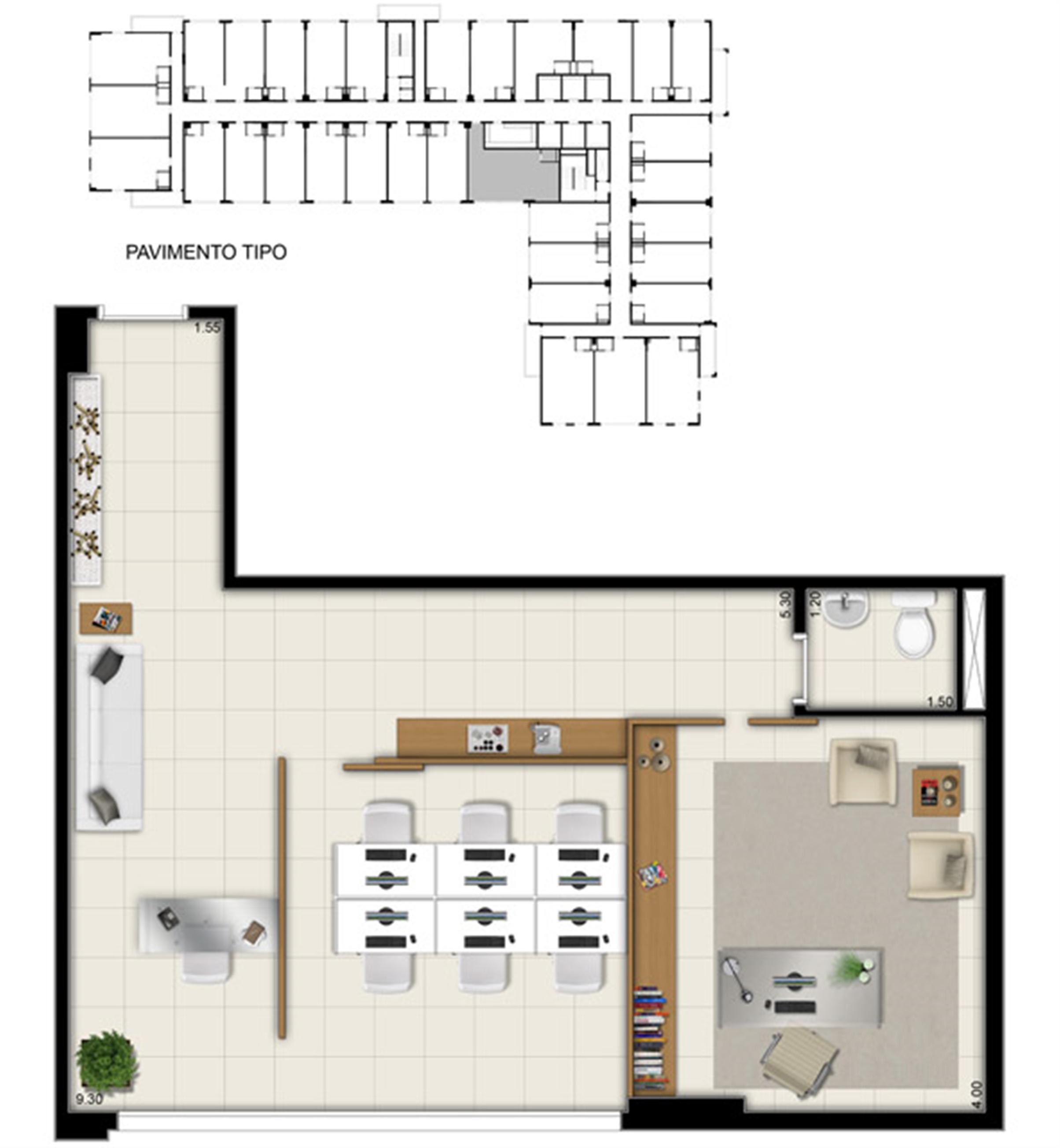 Planta da sala comercial de 58 m² | Pátio Jardins – Salas Comerciais em  Altos do Calhau - São Luís - Maranhão