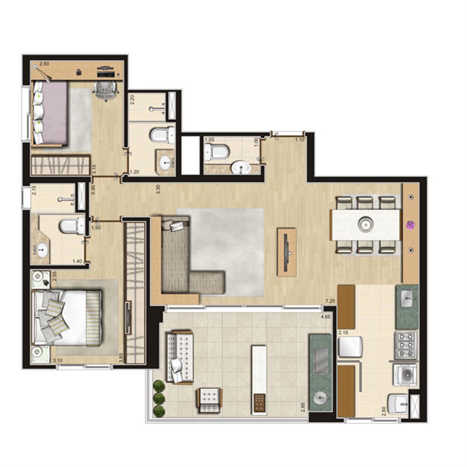 Planta Opção 84m² privativos | Thera Residence – Berrini - São Paulo - São Paulo Planta Opção 84m² privativos | Thera Residence – Apartamento na Berrini - São Paulo - São Paulo