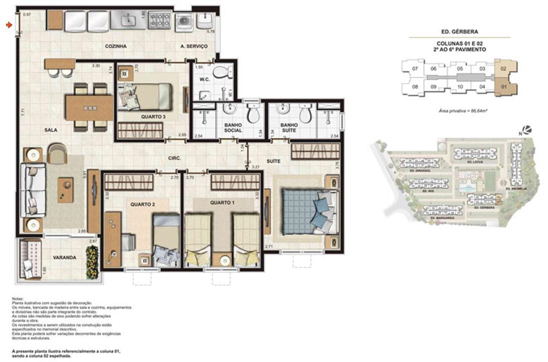 Imagem Planta | Floris Bosque Residencial – Jacarepaguá - Rio de Janeiro - Rio de Janeiro Imagem Planta | Floris Bosque Residencial – Apartamento em Jacarepaguá - Rio de Janeiro - Rio de Janeiro