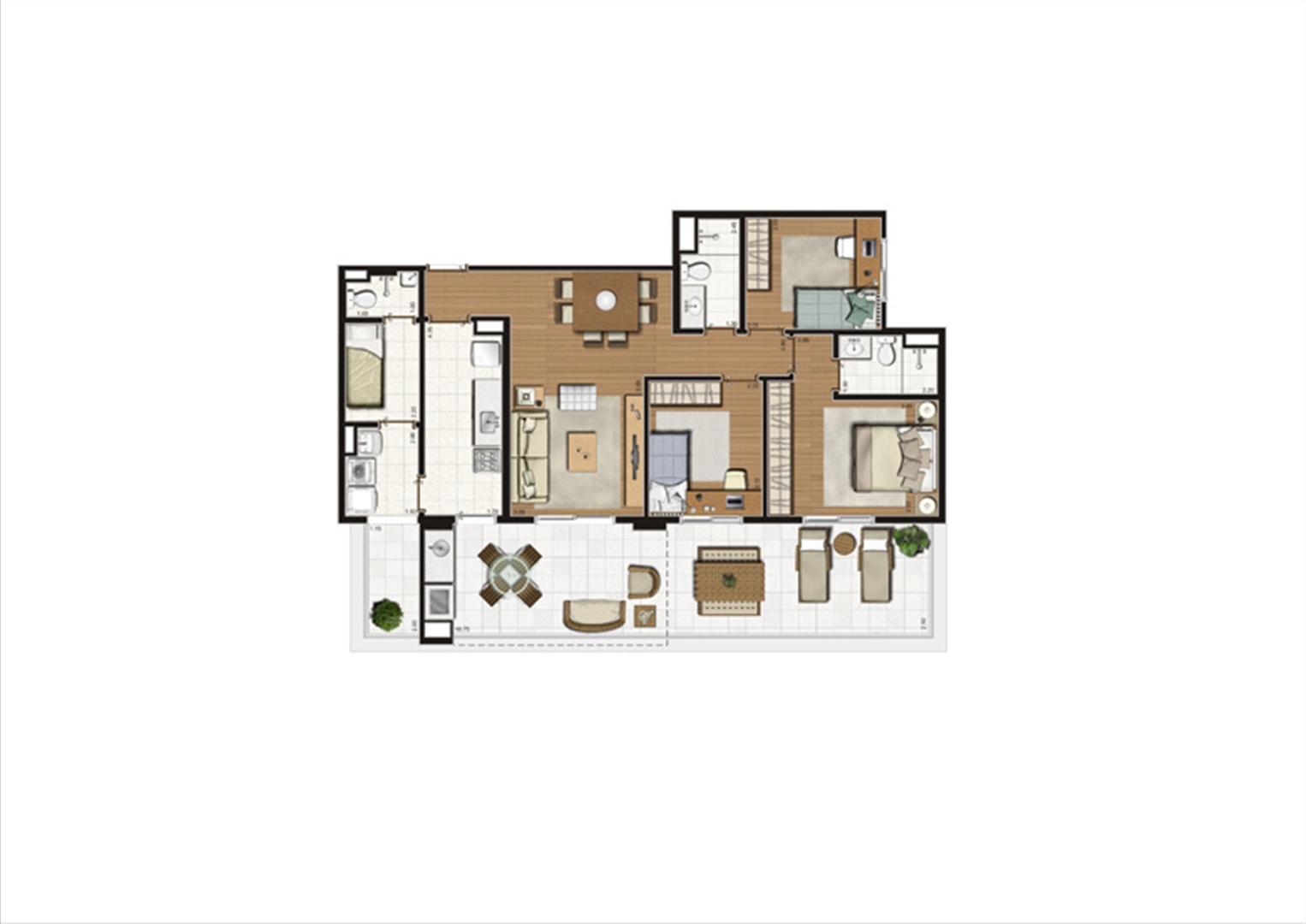 Planta Terrazzo de 115 m² privativos  | Luzes da Mooca - Portale Mattino – Apartamento na  Mooca - São Paulo - São Paulo