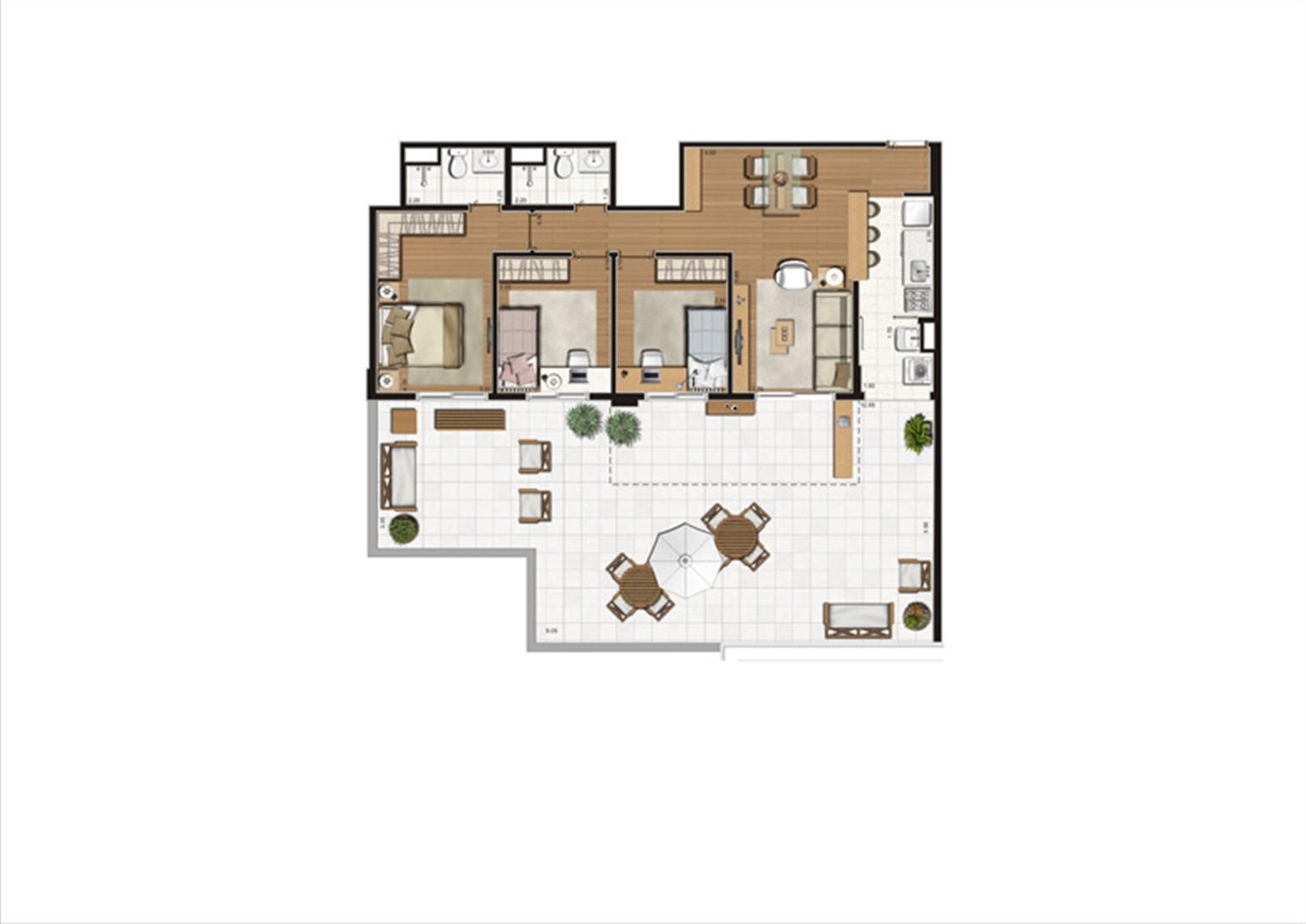 Planta Terrazzo de 143 m² privativos  | Luzes da Mooca - Portale Mattino – Apartamento na  Mooca - São Paulo - São Paulo