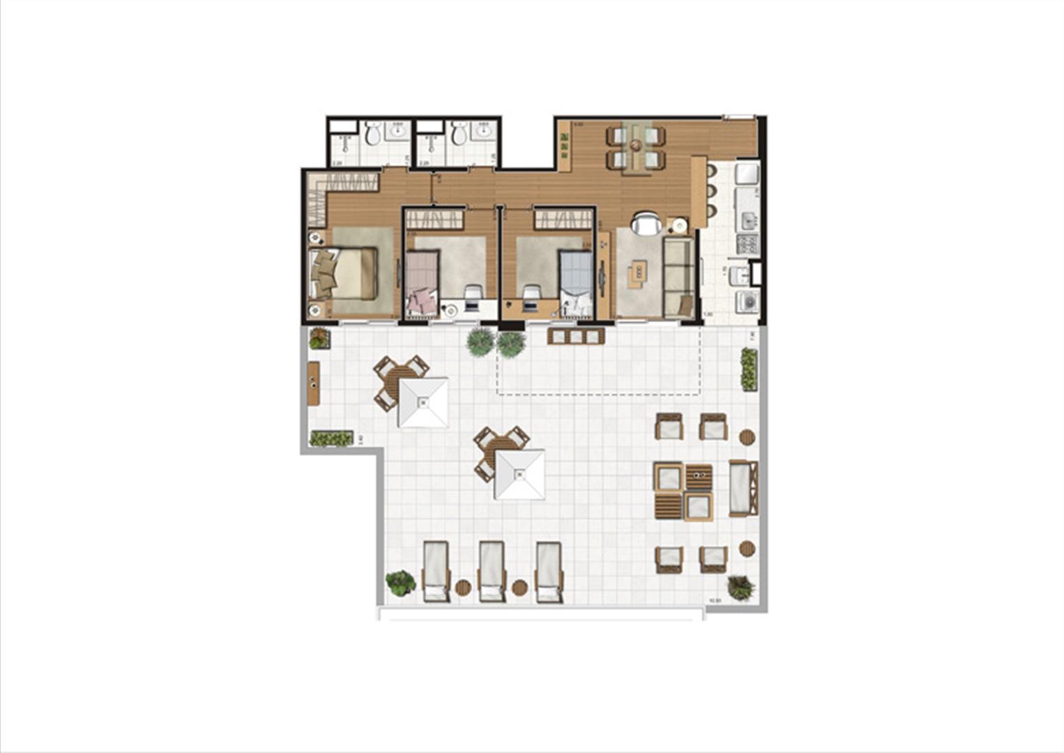 Planta Terrazzo de 154 m² privativos  | Luzes da Mooca - Portale Mattino – Apartamento na  Mooca - São Paulo - São Paulo