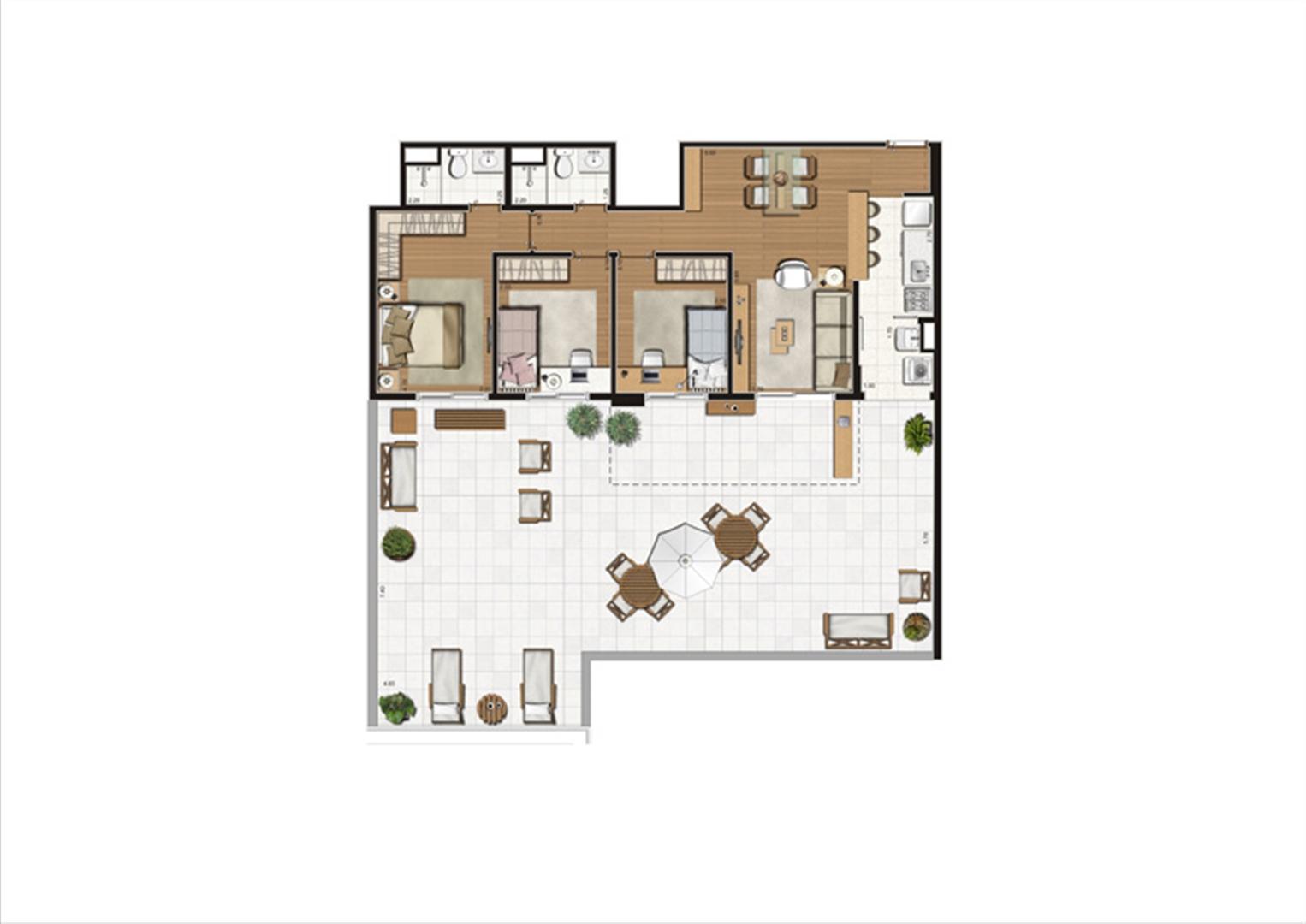 Planta Terrazzo de 156 m² privativos  | Luzes da Mooca - Portale Mattino – Apartamento na  Mooca - São Paulo - São Paulo