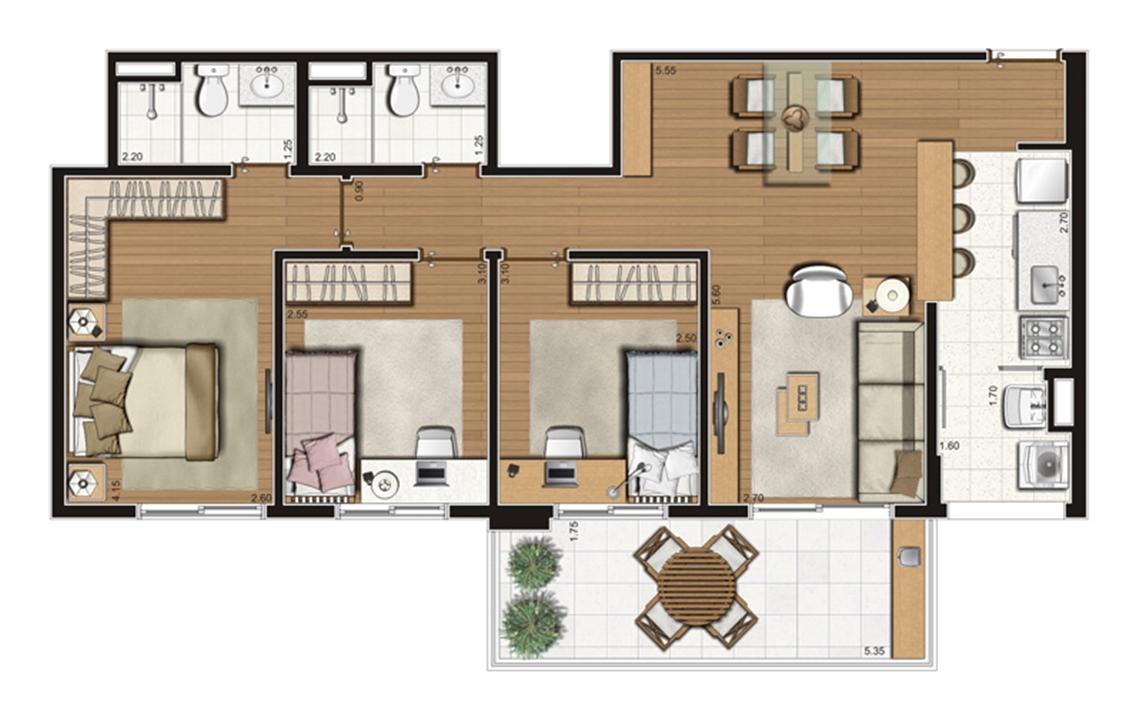 Planta-tipo apartamento 82 m² privativos 3 dorms. (1 suíte) | Luzes da Mooca - Portale Mattino – Mooca - São Paulo - São Paulo Planta-tipo apartamento 82 m² privativos 3 dorms. (1 suíte) | Luzes da Mooca - Portale Mattino – Apartamento na Mooca - São Paulo - São Paulo